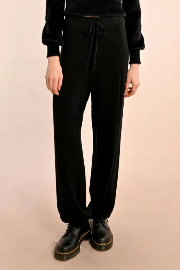 Knitted Loungewear Joggers - Black