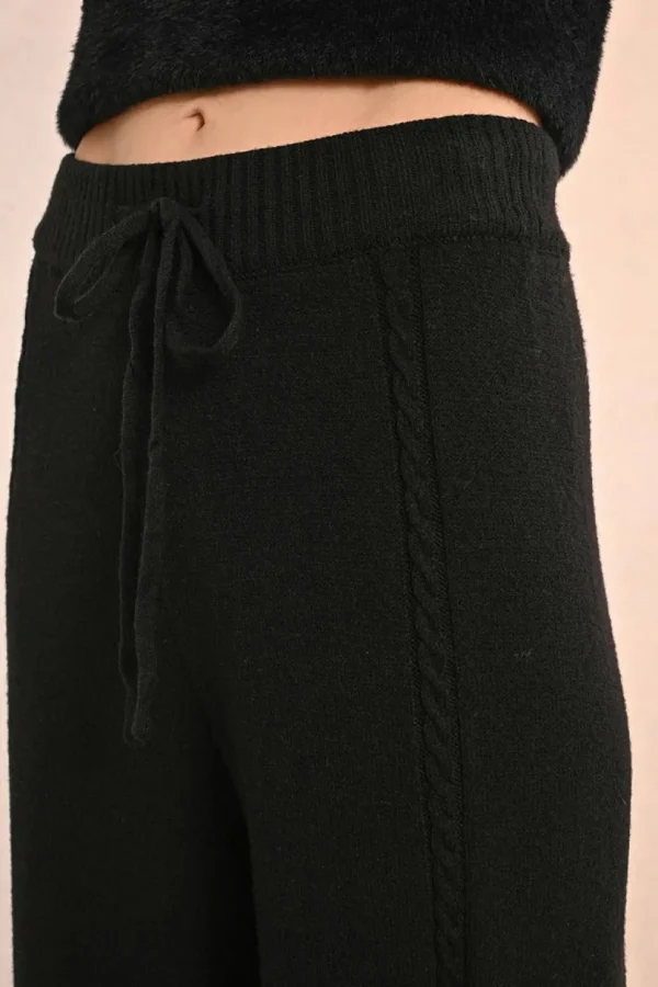 Knitted Loungewear Joggers - Black