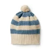 Knitted Stripe Hat - Bluestone