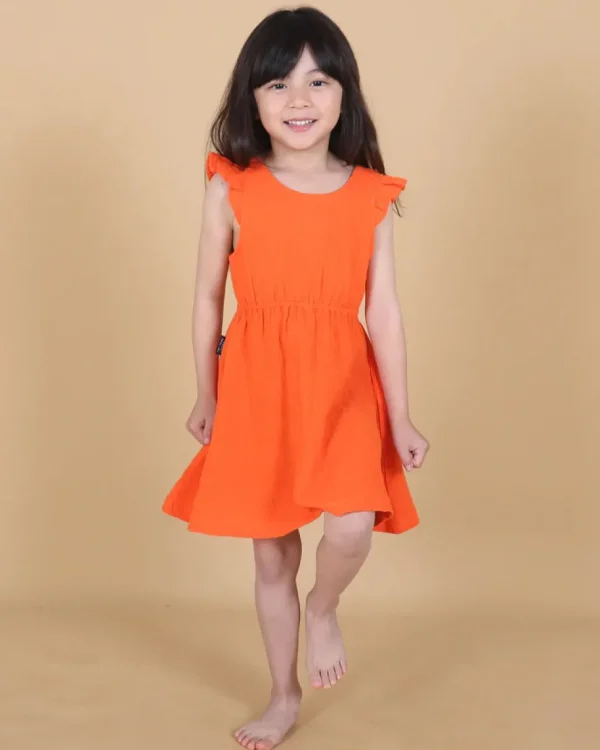 Linen Ruffle Open Back Dress