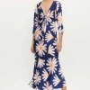 Long Floral Tie Front Dress