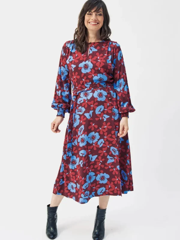 Long Floral Tie Front Dress