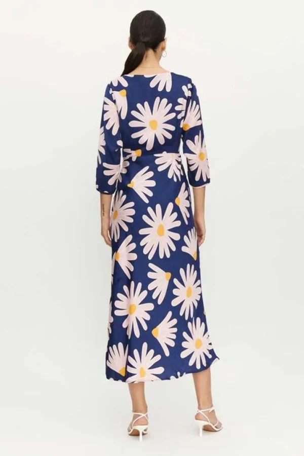 Long Floral Tie Front Dress