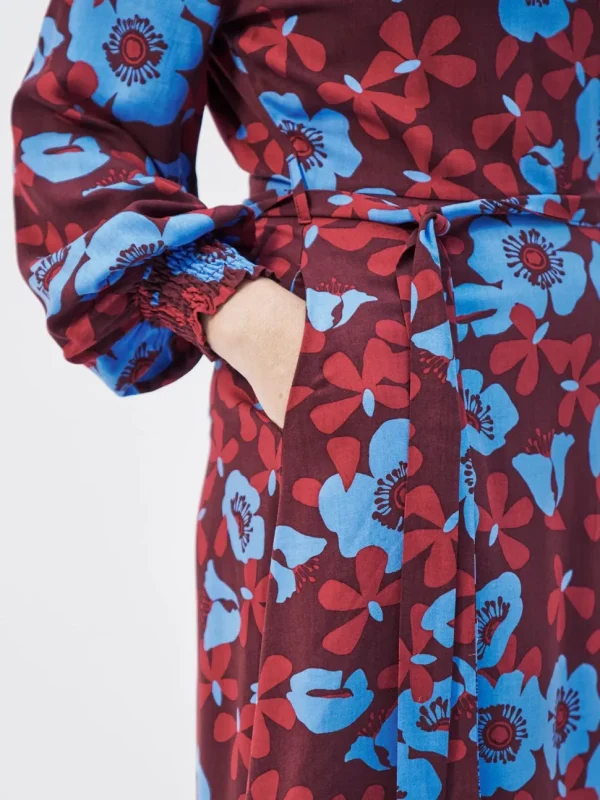 Long Floral Tie Front Dress
