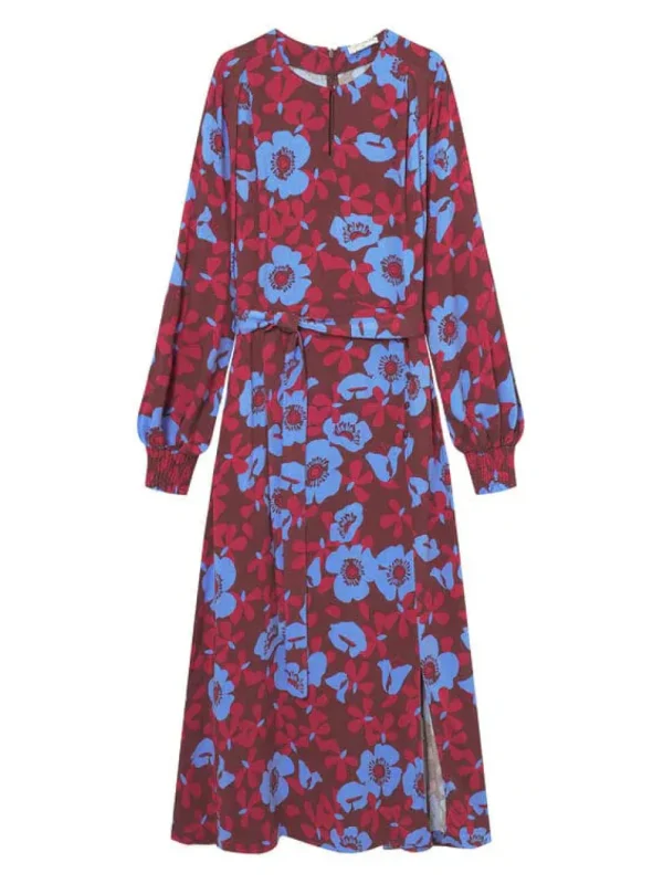 Long Floral Tie Front Dress