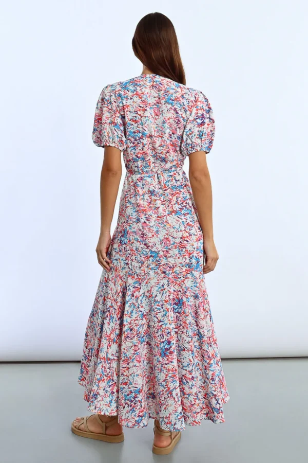 Long Printed Wrap Dress
