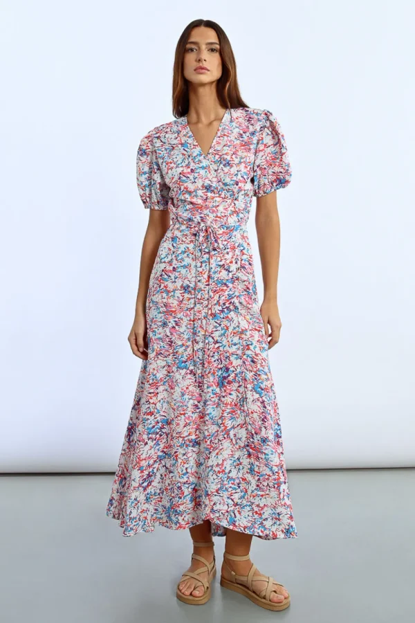 Long Printed Wrap Dress