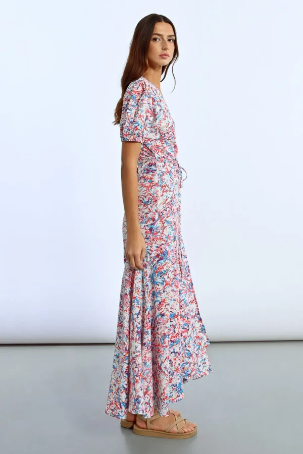 Long Printed Wrap Dress