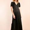 Long Satin Dress - Black