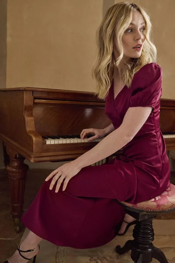 Long Satin Dress - Dark Red