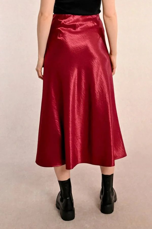Long Satin Skirt - Dark Red