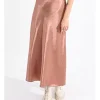 Long Satin Skirt - Pink