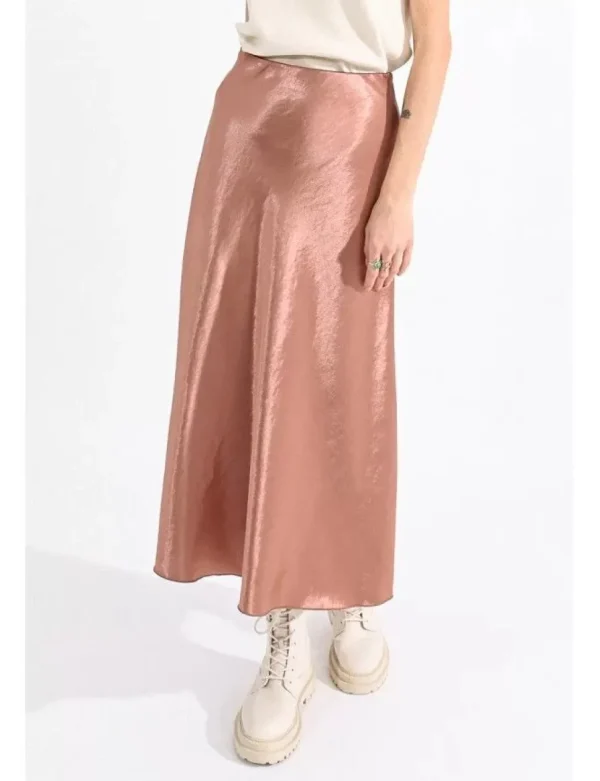 Long Satin Skirt - Pink