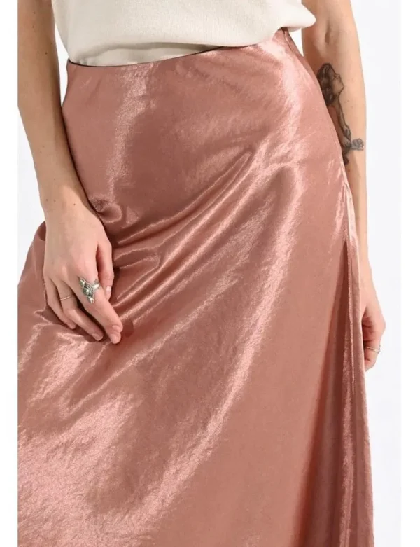 Long Satin Skirt - Pink