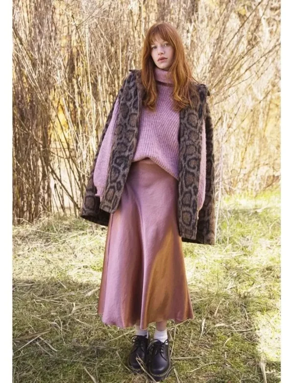 Long Satin Skirt - Pink