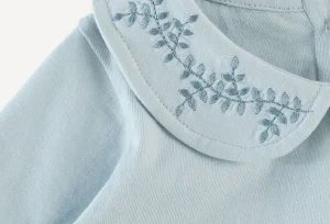 Long Sleeve Embroidered Peter Pan Tee