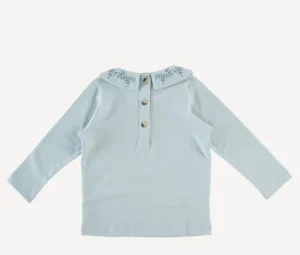Long Sleeve Embroidered Peter Pan Tee