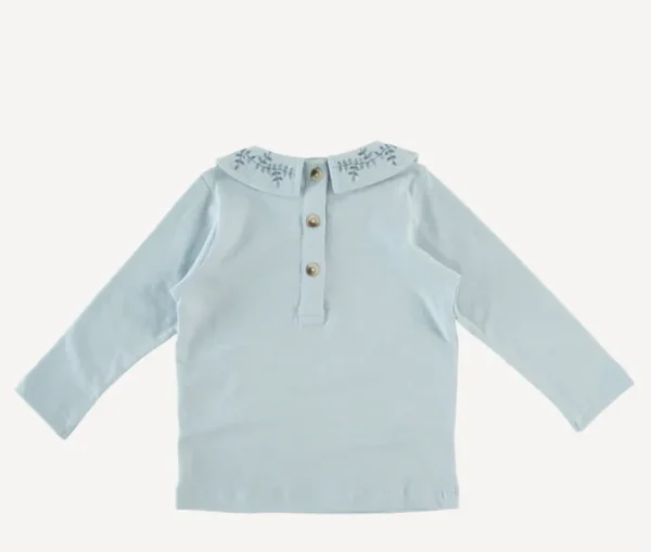 Long Sleeve Embroidered Peter Pan Tee