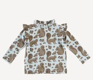 Long Sleeve Little Ruffle Tee - Squirrels
