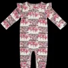 Long Sleeve Ruffle Arm Jumpsuit - Fuchsia