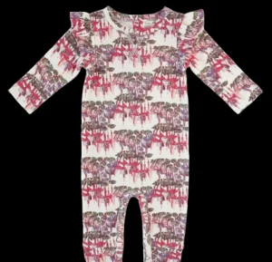 Long Sleeve Ruffle Arm Jumpsuit - Fuchsia