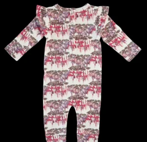 Long Sleeve Ruffle Arm Jumpsuit - Fuchsia