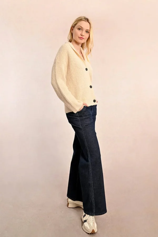 Loose Knited Cardigan - Cream