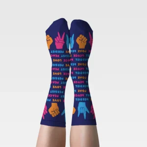 Love Peace Persist Crew Socks - Women's