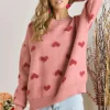 Lovely Heart Sweater - Pink/Red