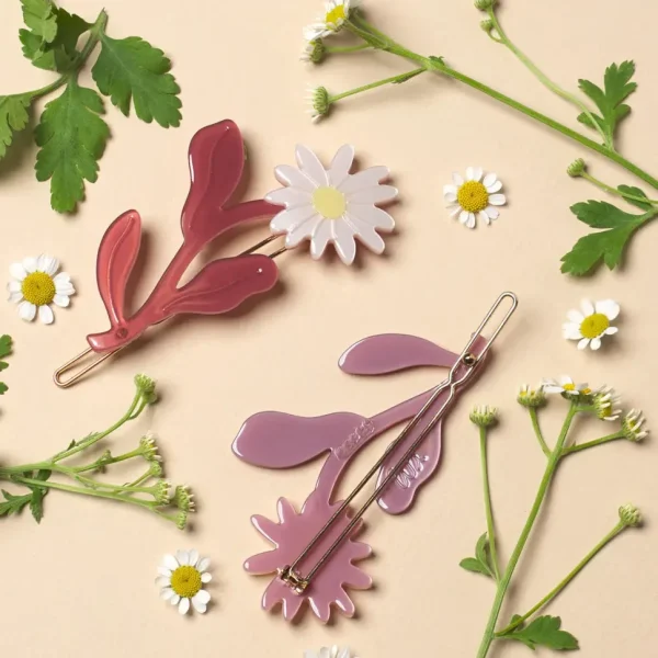 Marguerite Daisy Flower Barrette Set