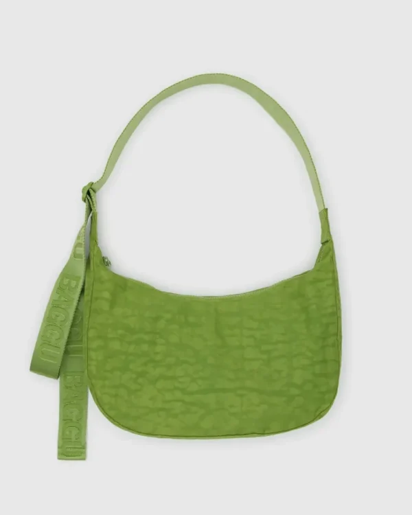 Medium Nylon Baggu Crescent Bag - Green Juice