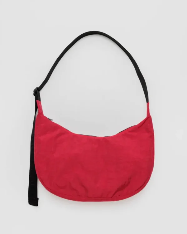 Medium Nylon Baggu Crescent Bag - Candy Apple