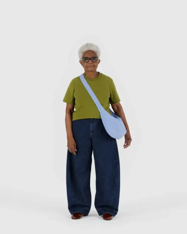 Medium Nylon Baggu Crescent Bag - French Blue