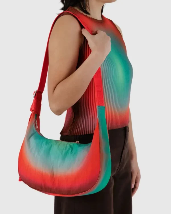 Medium Nylon Baggu Crescent Bag - Rain