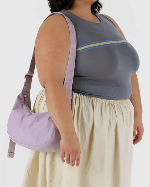 Medium Nylon Baggu Crescent Bag - Dusty Pink