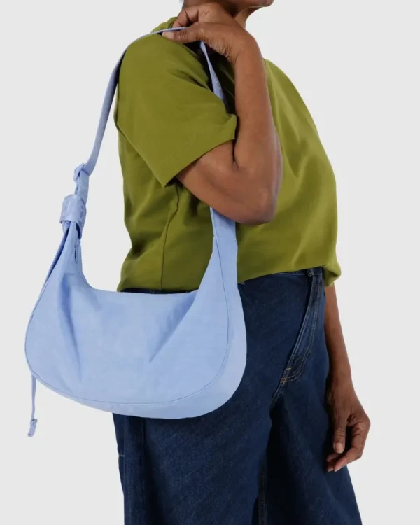Medium Nylon Baggu Crescent Bag - French Blue