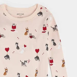 Meowentine Print on Silver Peony PJ Set