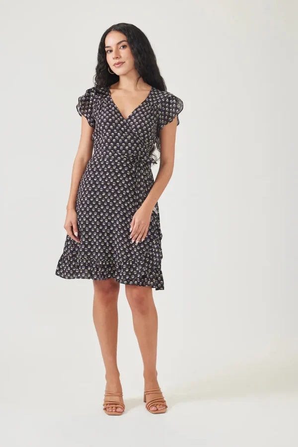 Midi Wrap Dress - Tree Print