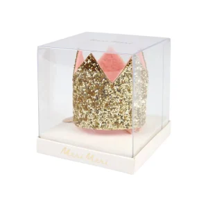 Mini Gold Glitter Crown Hair Clip