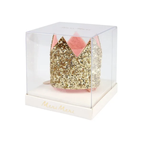 Mini Gold Glitter Crown Hair Clip
