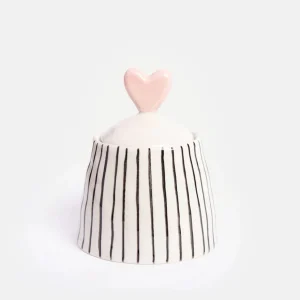 Mono Stripe Stoneware Pot