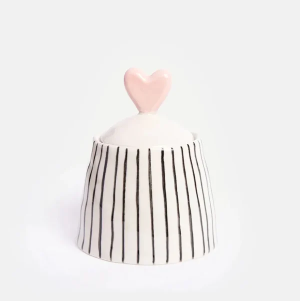 Mono Stripe Stoneware Pot