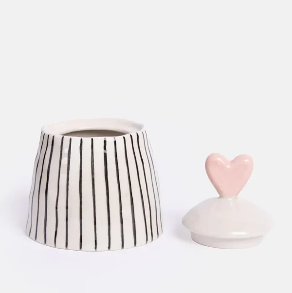 Mono Stripe Stoneware Pot