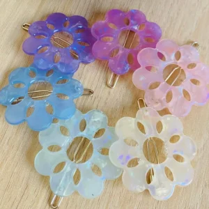 Mum Floral Iridescent Acetate Hair Clip (several colors)