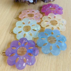 Mum Floral Iridescent Acetate Hair Clip (several colors)