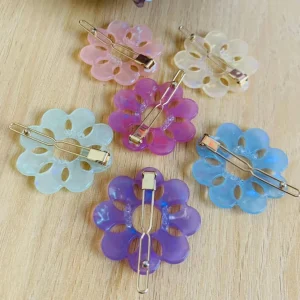 Mum Floral Iridescent Acetate Hair Clip (several colors)
