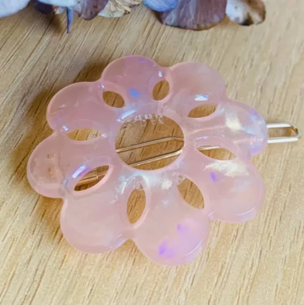 Mum Floral Iridescent Acetate Hair Clip (several colors)