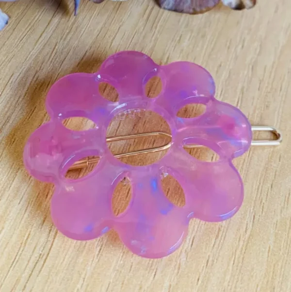 Mum Floral Iridescent Acetate Hair Clip (several colors)