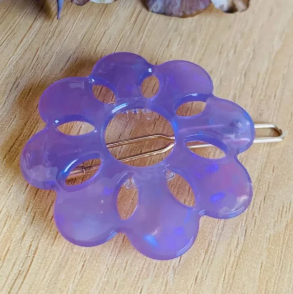 Mum Floral Iridescent Acetate Hair Clip (several colors)