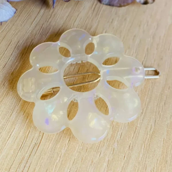Mum Floral Iridescent Acetate Hair Clip (several colors)